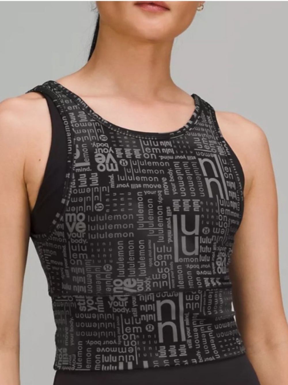 lululemon athletica Logo-Print Crop gray black